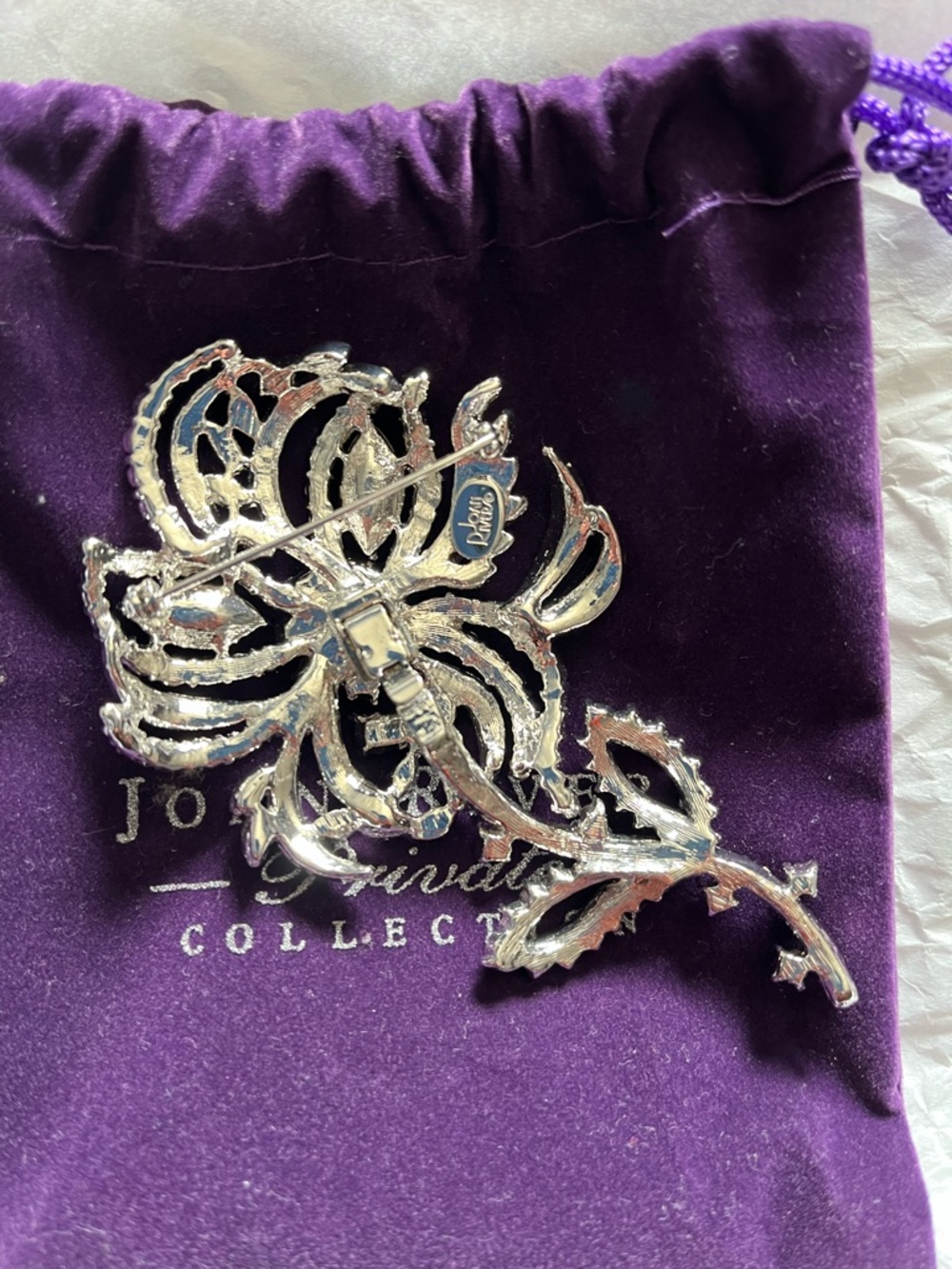 Joan Rivers Silver-Tone Clear Crystal Floral Brooch - Picture 3 of 3
